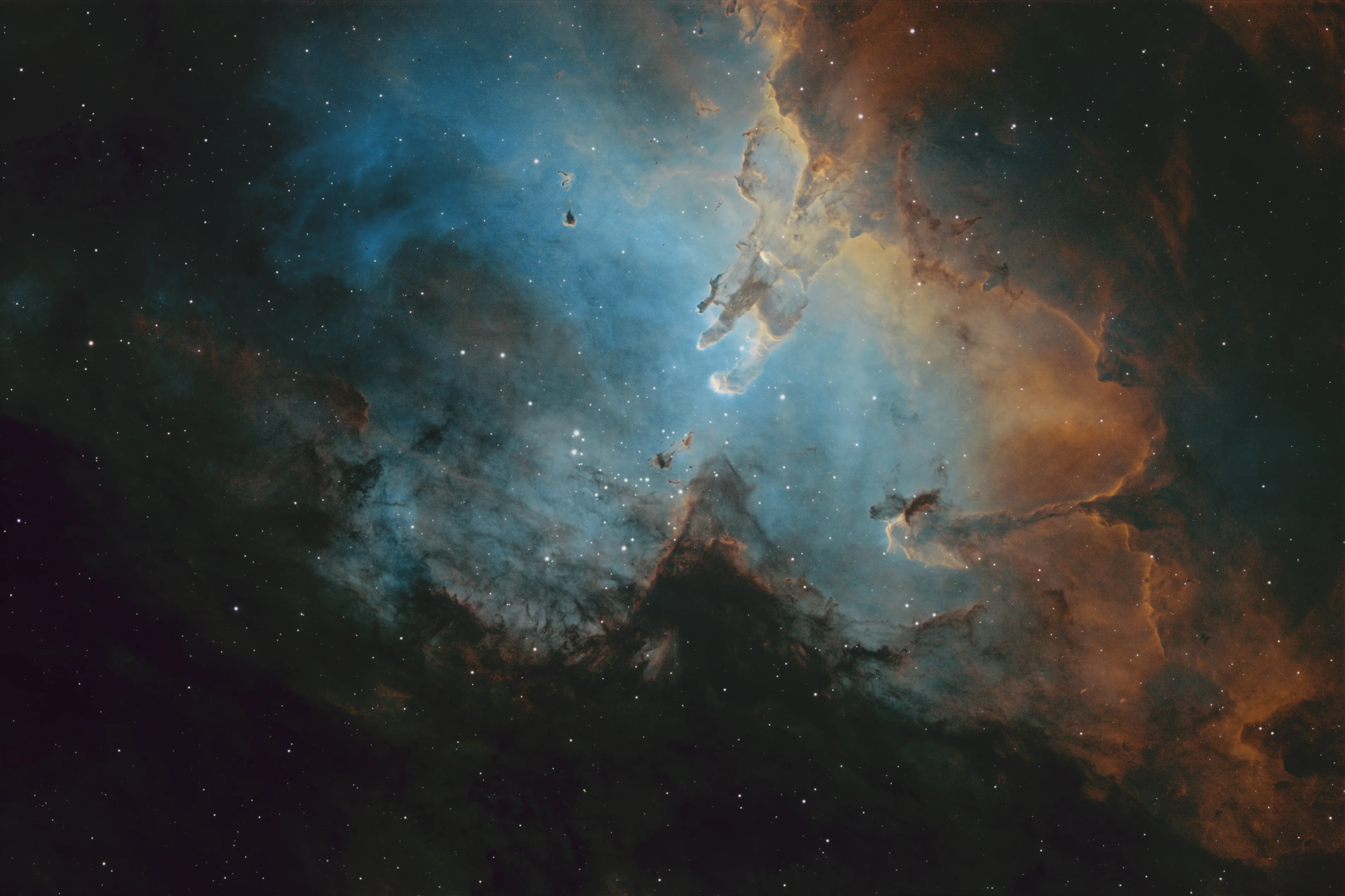 The Pillars of Creation in the Eagle Nebula in SHO palette