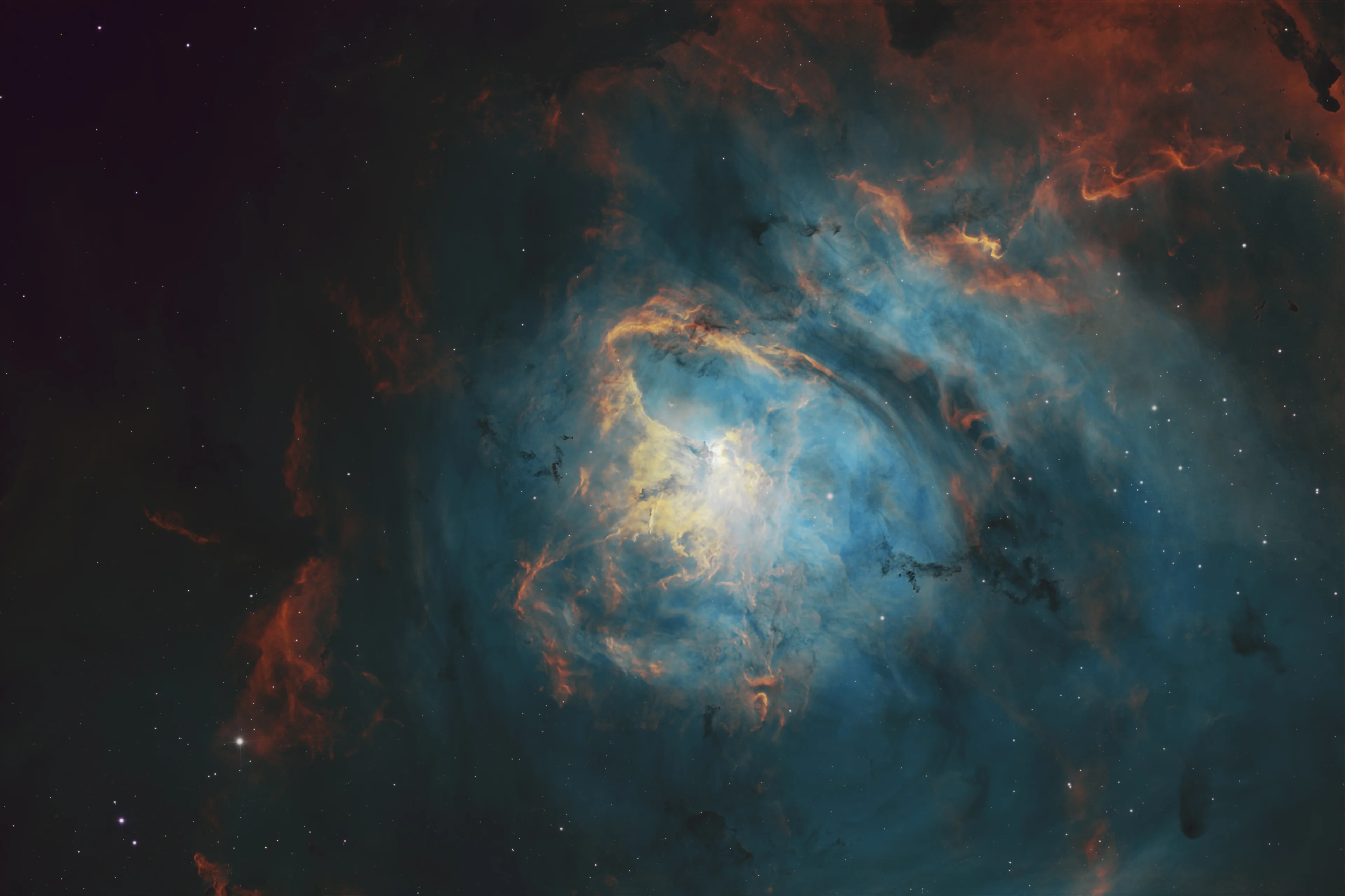 The Lagoon Nebula in Sagittarius in SHO palette